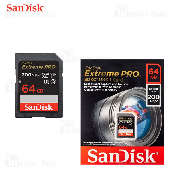 کارت حافظه اس دی 64 گیگابایت SanDisk Extreme Pro U3 200MB 4K UHD